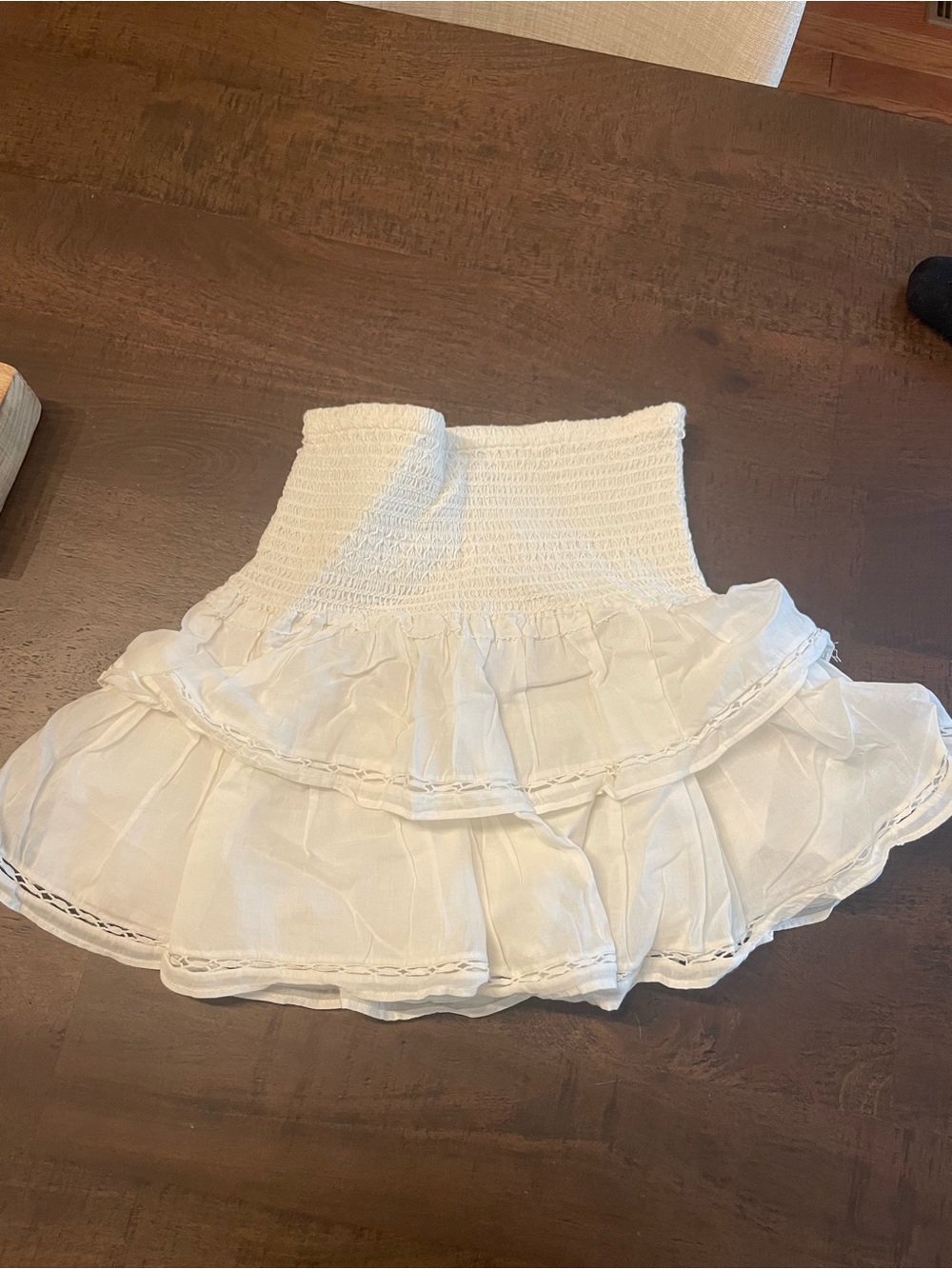 White Tiered Smocked Mini Skirt Sunday Best